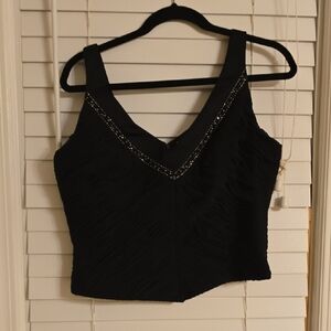 Black Sleeveless Embellished Bustier Tank Top